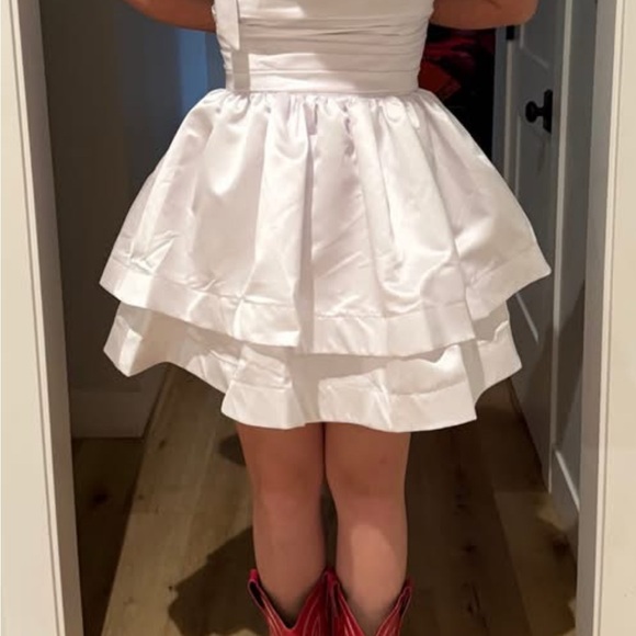 White Tiered Mini Dress - Picture 1 of 2